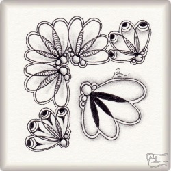 Muster B-FLY von Paz Munoz Camacho CZT, ein Muster geeignet für Zentangle® and Zentangle® inspired art, präsentiert in der Musterquelle