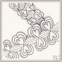 Muster Heart Ribbon von Barbara Duel-Johnson CZT, ein Muster geeignet für Zentangle® and Zentangle® inspired art, präsentiert in der Musterquelle