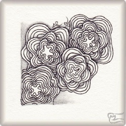 Muster Magma Blossom von Jennifer Hohensteiner CZT, ein Muster geeignet für Zentangle® and Zentangle® inspired art, präsentiert in der Musterquelle