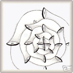 Muster Trimpet von Karin Köhler CZT und Daniela Nielsen CZT, ein Muster geeignet für Zentangle® and Zentangle® inspired art, präsentiert in der Musterquelle