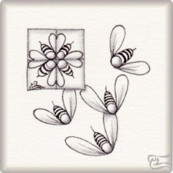Muster BEE_D von Saskia Slijkhuis, ein Muster geeignet für Zentangle® and Zentangle® inspired art, präsentiert in der Musterquelle