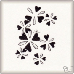 Muster Flitter Hearts von Barbara Duel-Johnson CZT, ein Muster geeignet für Zentangle® and Zentangle® inspired art, präsentiert in der Musterquelle