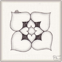 Muster Hearts On End von Barbara Duel-Johnson CZT, ein Muster geeignet für Zentangle® and Zentangle® inspired art, präsentiert in der Musterquelle
