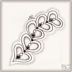 Muster Heartz n Pearlz von Brenda Campbell CZT, ein Muster geeignet für Zentangle® and Zentangle® inspired art, präsentiert in der Musterquelle