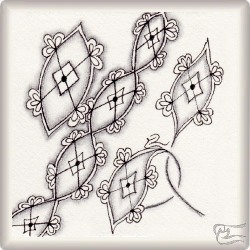 Muster Ishbe von Pilar Minguela Alonso CZT, ein Muster geeignet für Zentangle® and Zentangle® inspired art, präsentiert in der Musterquelle