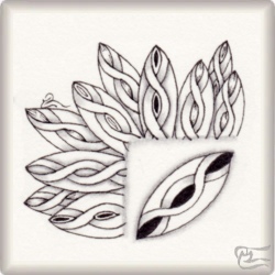 Muster Noué von Stéphanie Bordeau CZT, ein Muster geeignet für Zentangle® and Zentangle® inspired art, präsentiert in der Musterquelle