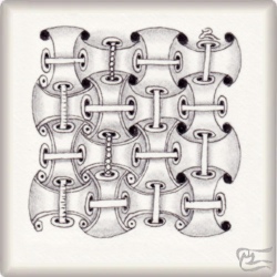 Muster Tied Huggins von Lisette Hofer CZT, ein Muster geeignet für Zentangle® and Zentangle® inspired art, präsentiert in der Musterquelle