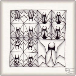 Muster Zenbug Fragment von Elisabet Hillerud CZT, ein Muster geeignet für Zentangle® and Zentangle® inspired art, präsentiert in der Musterquelle